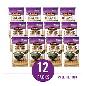 Annie Chun's - Crispy Organic Seaweed Snacks, Sesame Flavor, Vegan, Gluten Free, Dairy Free, Light & Airy, Hearty & Delicious Snack, 0.16oz (Pack of 12)
