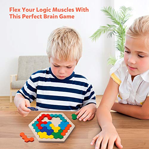 Coogam Wooden Hexagon Puzzle for Kid Adults