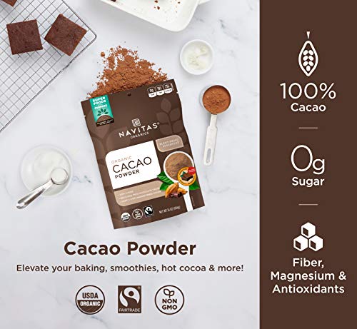 Navitas Organics Cacao Powder, 16oz. Bag, 30 Servings - Organic, Non-GMO, Fair Trade, Gluten-Free