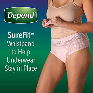 Depend Night Defense Adult Incontinence Underwear for Women, Disposable, Overnight, Large, Blush, 56 Count (4 Packs of 14) (Packaging May Vary)