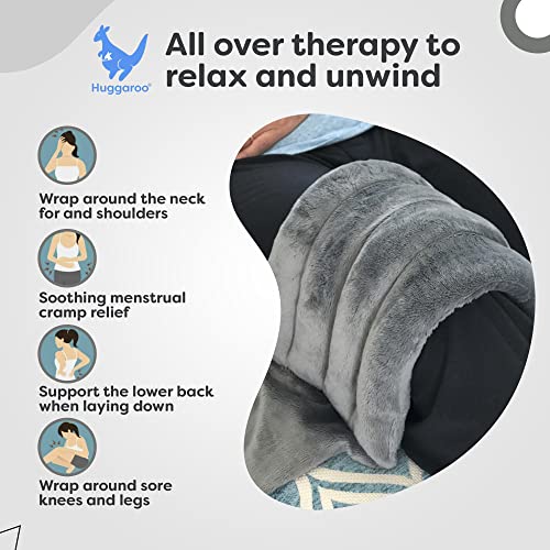 Huggaroo Comfort | Cordless Heating Pad for Neck and Shoulders – Stocking Stuffer – Heating Pad Microwavable Heating and Cooling Pad for Lower Back and Shoulders - Unscented - Gray