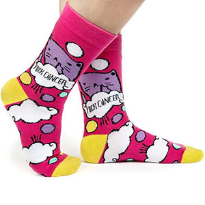 F Cancer Pink Socks