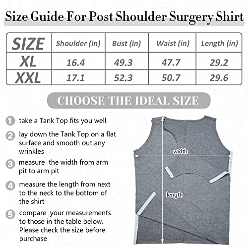 Hercicy Post Surgery Shirt Unisex Shoulder Surgery Shirts Left and Right Side Snap Access Lightweight T Shirt for Men Women (X-Large, Gray)