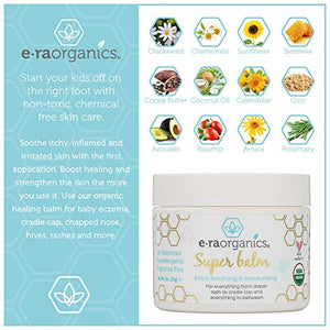 Era Organics Healing Ointment for Babies - USDA Certified Organic Natural Gentle Moisturizer for Sensitive Skin Prone to Baby Eczema, Cradle Cap (Infant Seborrheic Dermatitis), Rashes, Hives & More