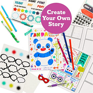 Kid Made Modern DIY Comic Book for Kids Ages 6 and up, Beginners Creative Storytelling Kit, Includes Books, Pens, Stencils & Stickers