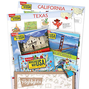 Which Way USA Subscription Box - Highlights Geography Books for Kids with USA Puzzles