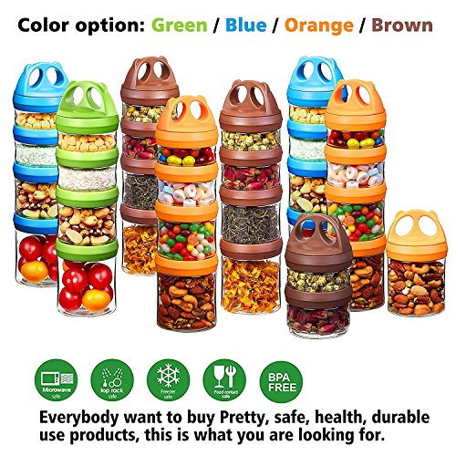 SELEWARE Stackable Snack Jars, Twist Lock Stackable Containers Set, Food  Storage Travel Container for Storing Milk Protein Powder Snacks, BPA Free