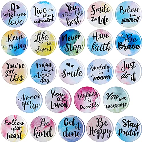 Inspirational Magnets Watercolor Round Motivational Magnets Inspirational Quote Refrigerator Magnets Cute Magnets with Quotes Encouragement Magnets for Locker Fridge Whiteboard Supplies (24)