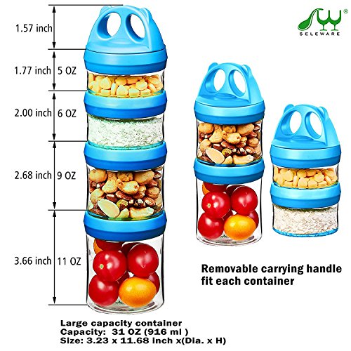 BeneLabel Stackable Food Storage Containers with Twist Lock System -  BPA-Free Tritan Containers for Travel, Formula, Protein Powder, Snacks -  Leakproof & Dishwasher Safe (Red&Blue&White, 31oz per) - Yahoo Shopping