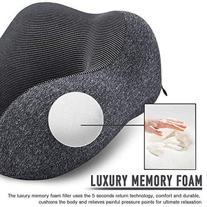 Travel Pillow 100% Pure Memory Foam Neck Pillow (Black)
