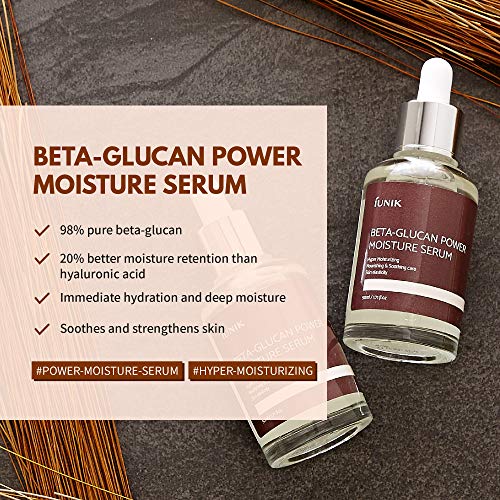 iUNIK 98% Beta-Glucan Power Deep Moisture Serum - Intense Hydration, Mushroom Yeast Extracts - For All Skin Types, Cell Regenerating, Lifting Natural Ingredients Serum Ampoule 1.71 Fl. Oz.
