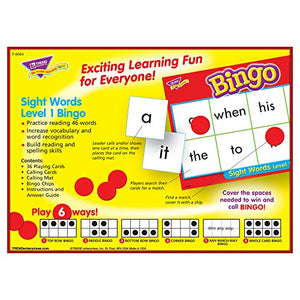 TREND ENTERPRISES: Sight Words Level 1 Bingo Game, Exciting Way for Everyone to Learn, Play 6 Different Ways, Great for Classrooms and At Home, 2 to 36 Players, For Ages 5 and Up