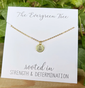 Strength and Determination Necklace, Evergreen Tree Necklace, Encouraging Necklace, Inspirational Jewelry, Friend Gift, Christmas Jewelry