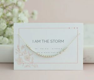 I Am the Storm Necklace, Survivor Necklace, Motivational Jewelry, Morse Code Jewelry, Inspirational Gift for Her, Sterling Silver, Gold Fill