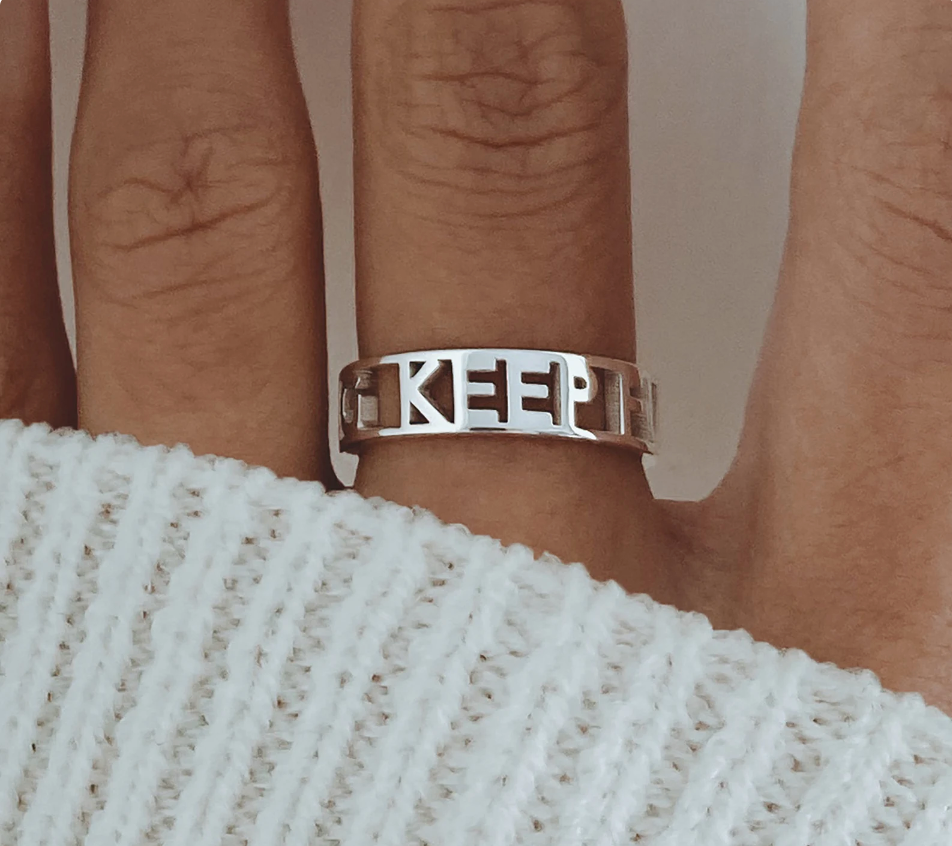 Keep Fucking Going Ring Stackable, Silver Rose Gold Keep Going Jewelry Ring Gift For Women