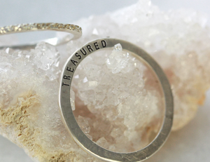 Inspirational Ring | Treasured inspiRING | Message Handmade Hand stamped Minimalist Ring | Stacking Rings | Sterling Silver | 14k gold