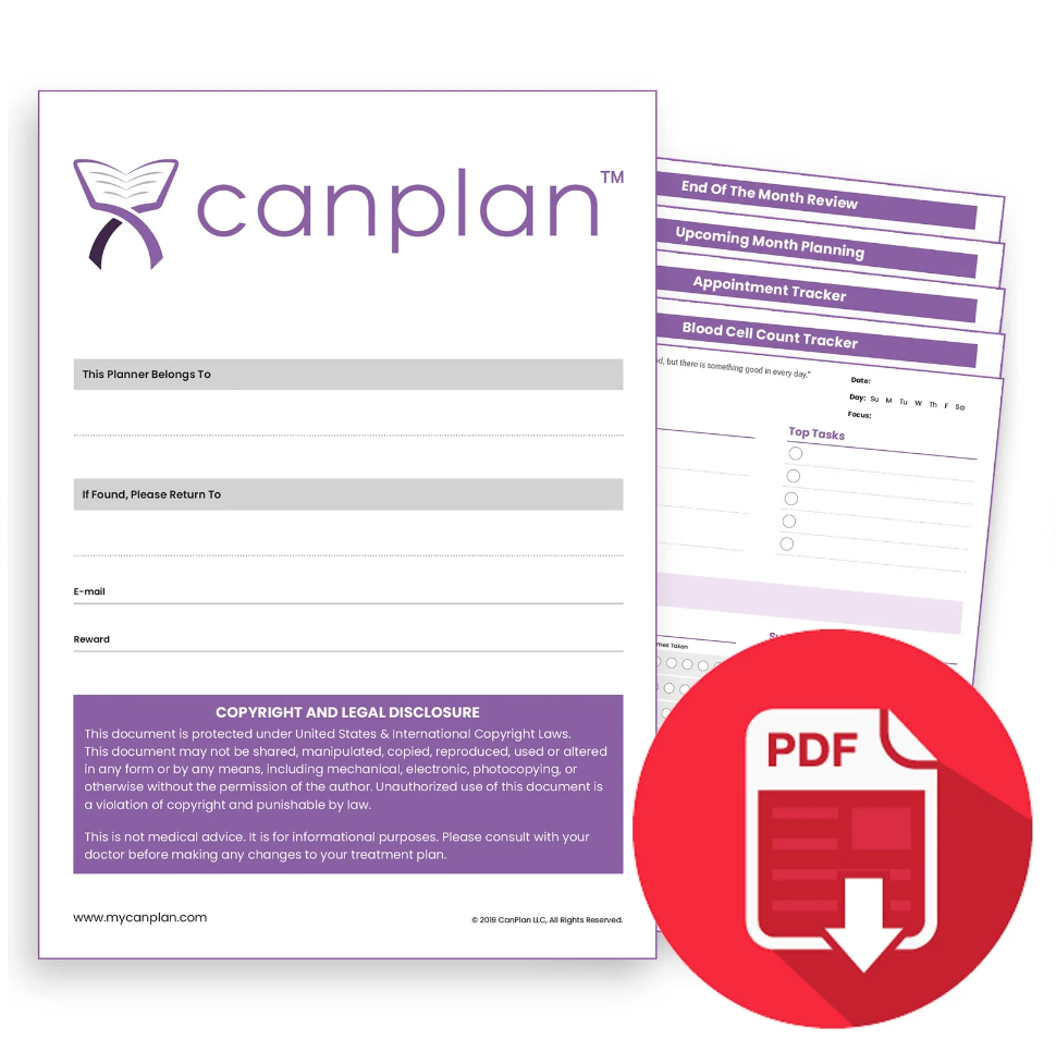 CanPlan Cancer Planner - FULL Undated Yearly Planner - PDF Download (A5 Printable) - Health Planner for Cancer Patients and Caregivers
