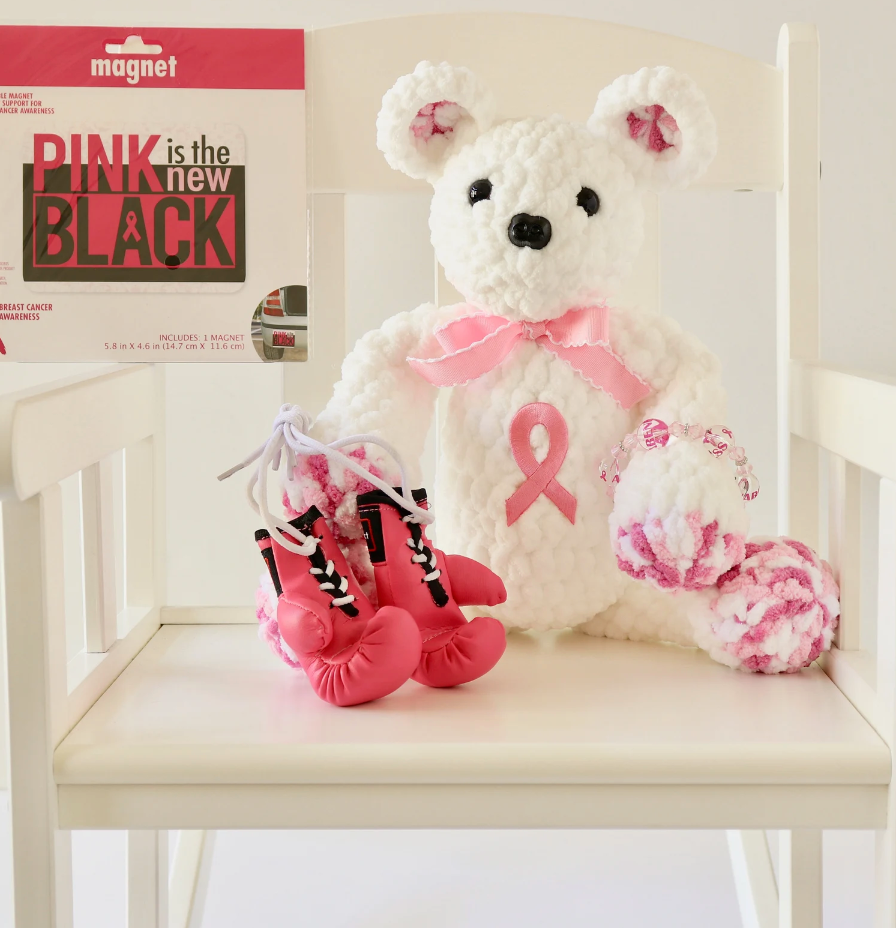Breast Cancer Gift, Pink Teddy Bear, Motivational Gift, Cancer Survivor Gift, Cancer Awareness, Gift For Her, Crochet Bear, Chemo Gift