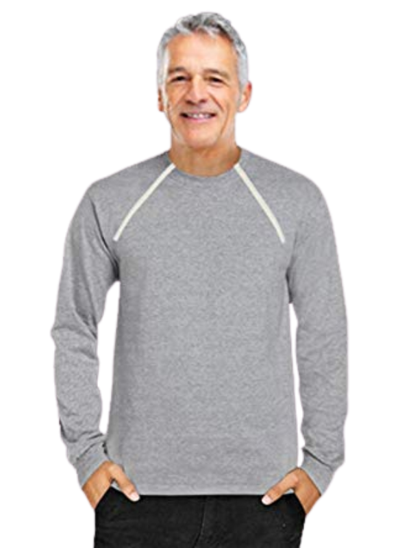 Comfy Men's Long Sleeve Zipper Chemo Port Access Shirts