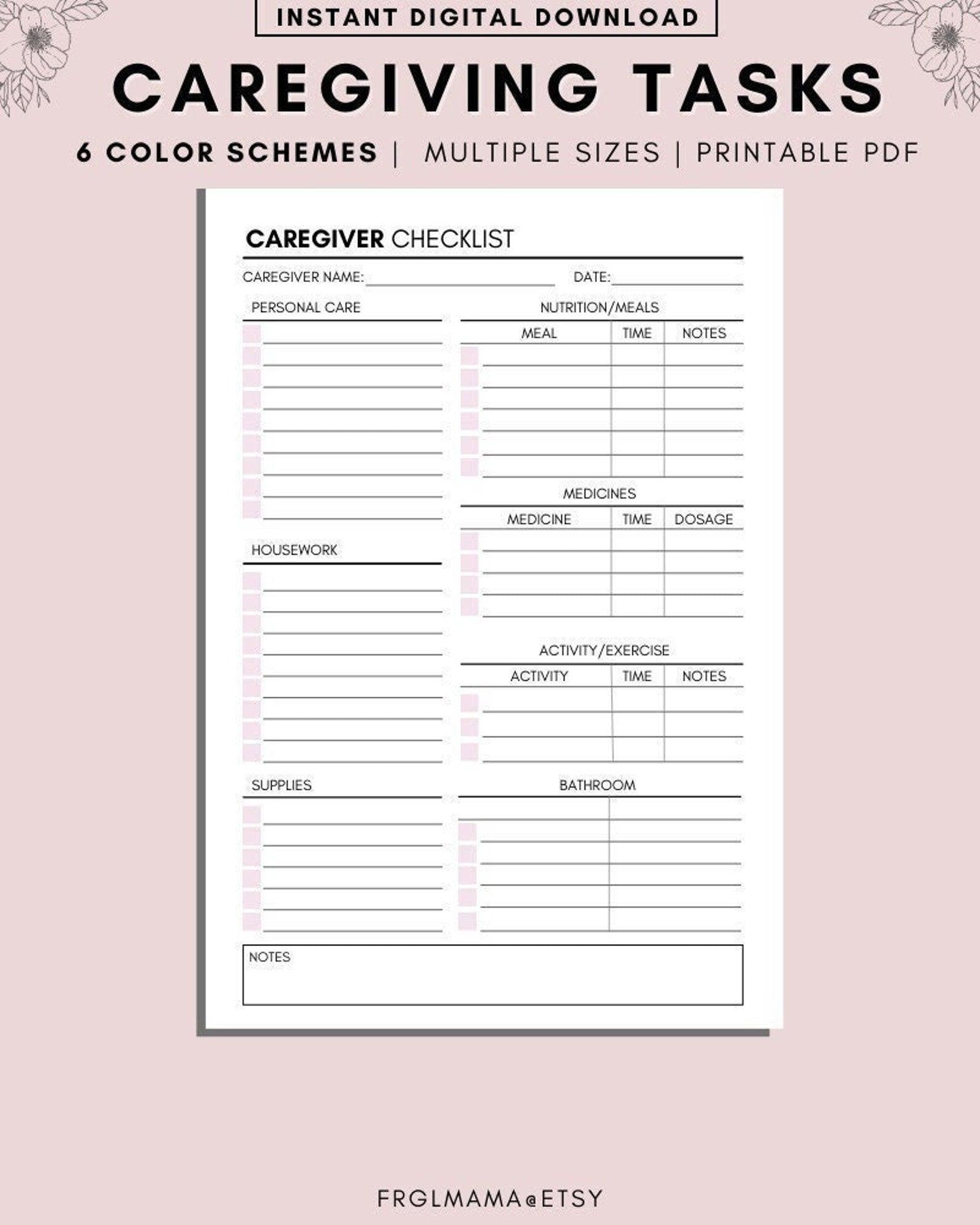 Caregiving Daily Tasks Log, A4 A5 Printable My CareCrew Caregiving Daily Tasks Log, A4 A5 Printable My CareCrew