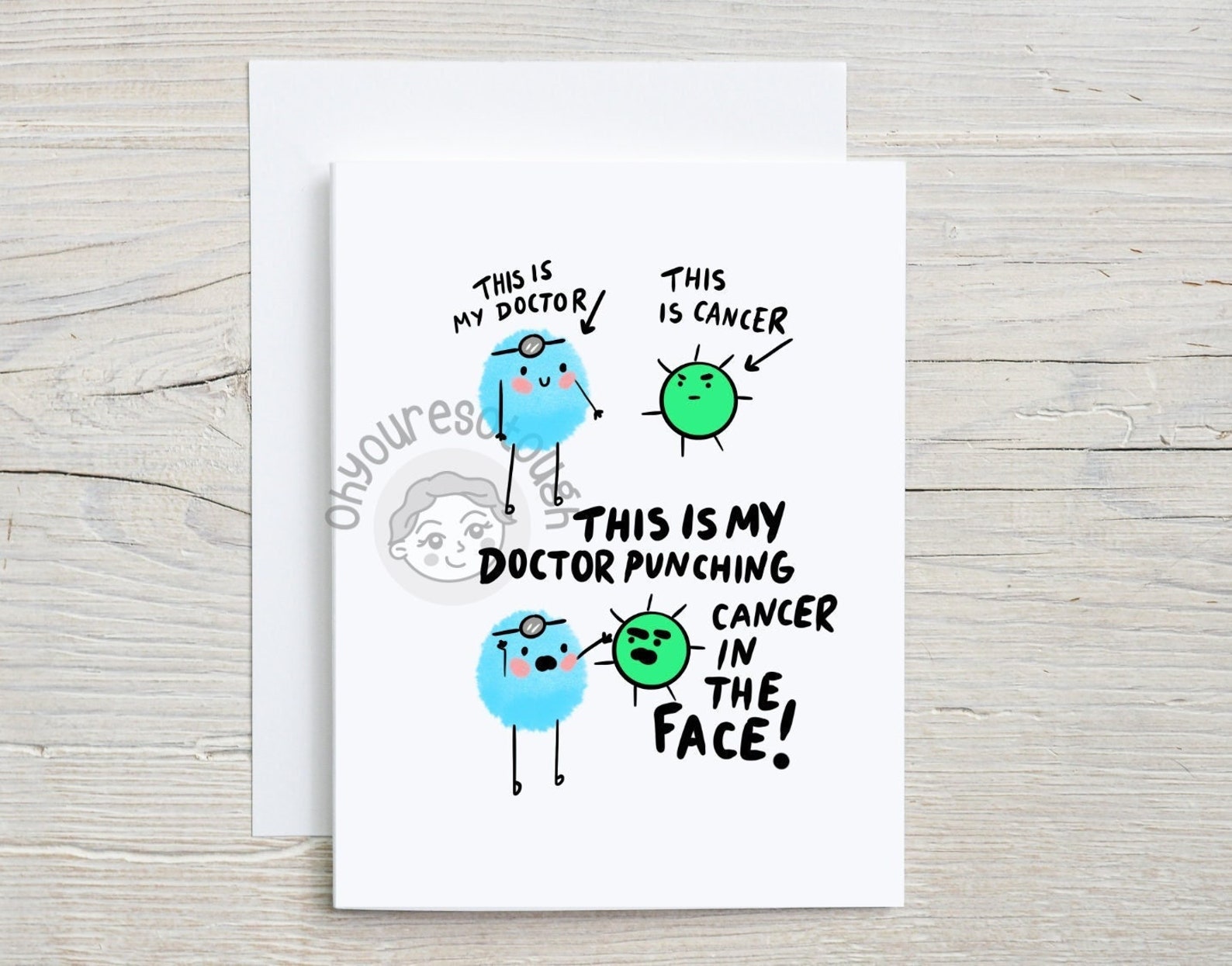 Doctor Punching Cancer Card - Funny Doctor Thank You Card - Doctor Thank You Gift - Doctor Card - Doctor Appreciation Gift - Doctor Funny