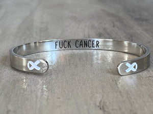 Lung Cancer Awareness Bracelet - White Ribbon, “Funk Cancer